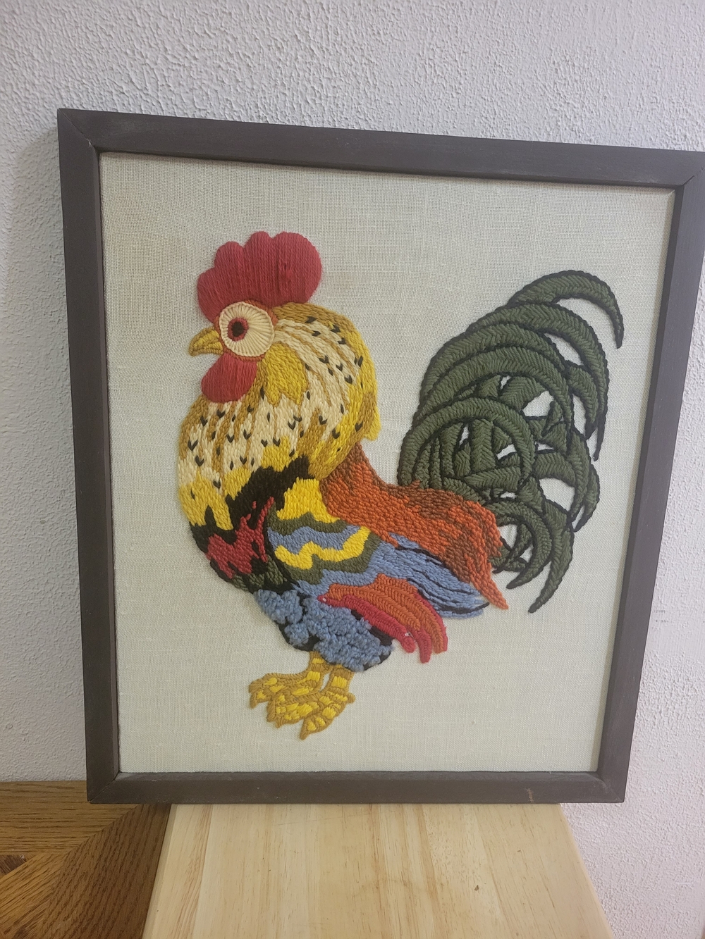 Handcrafted Multicolor Rooster Embroidery Wall Art